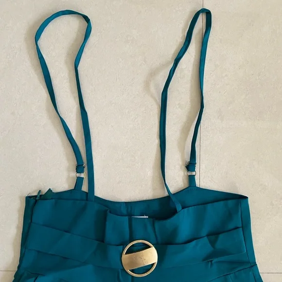 Teal Blue Suspender Pants for Women - Picture 4 of 12